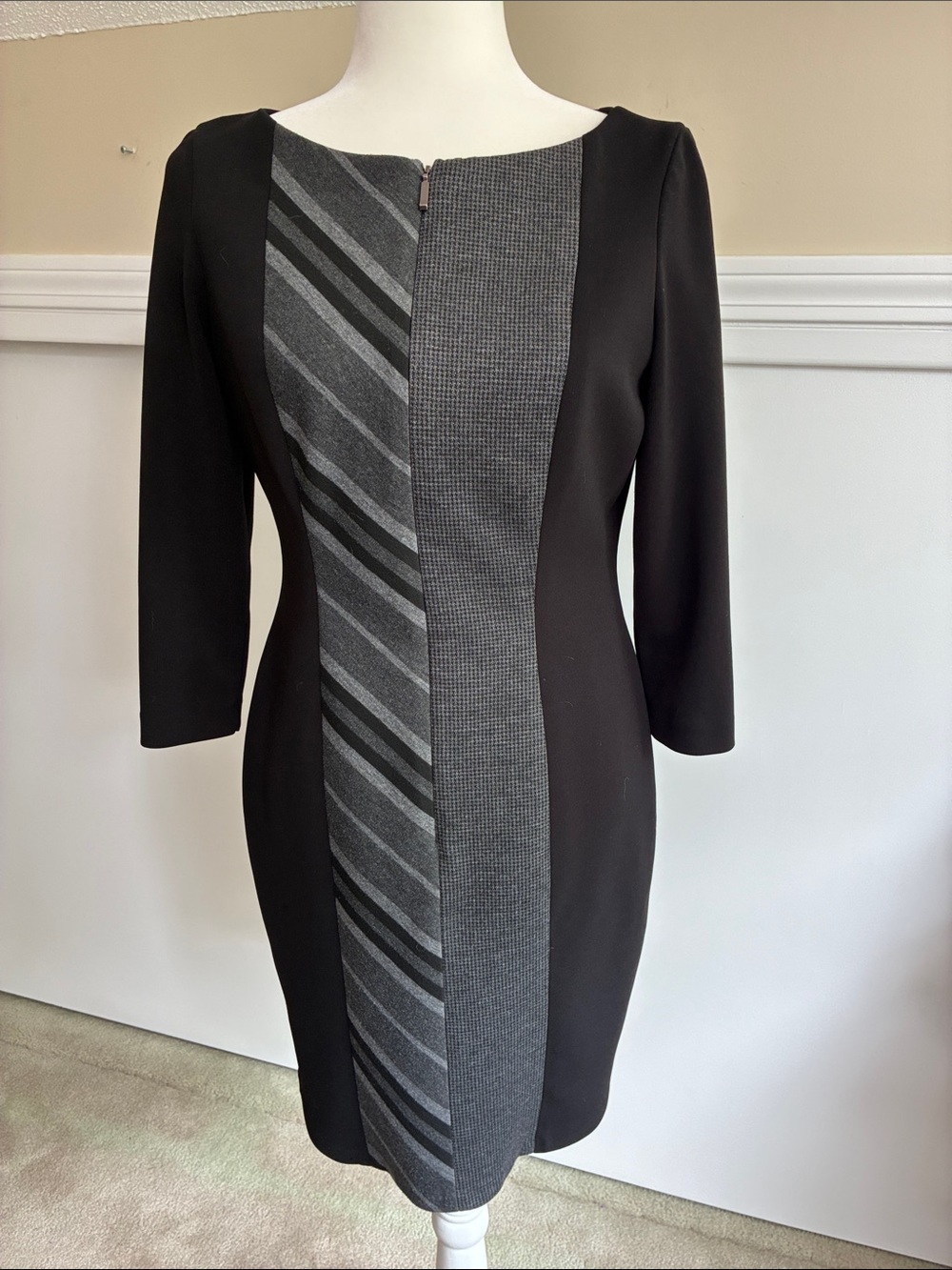 Nine West Black Dress with Gray Center Panel